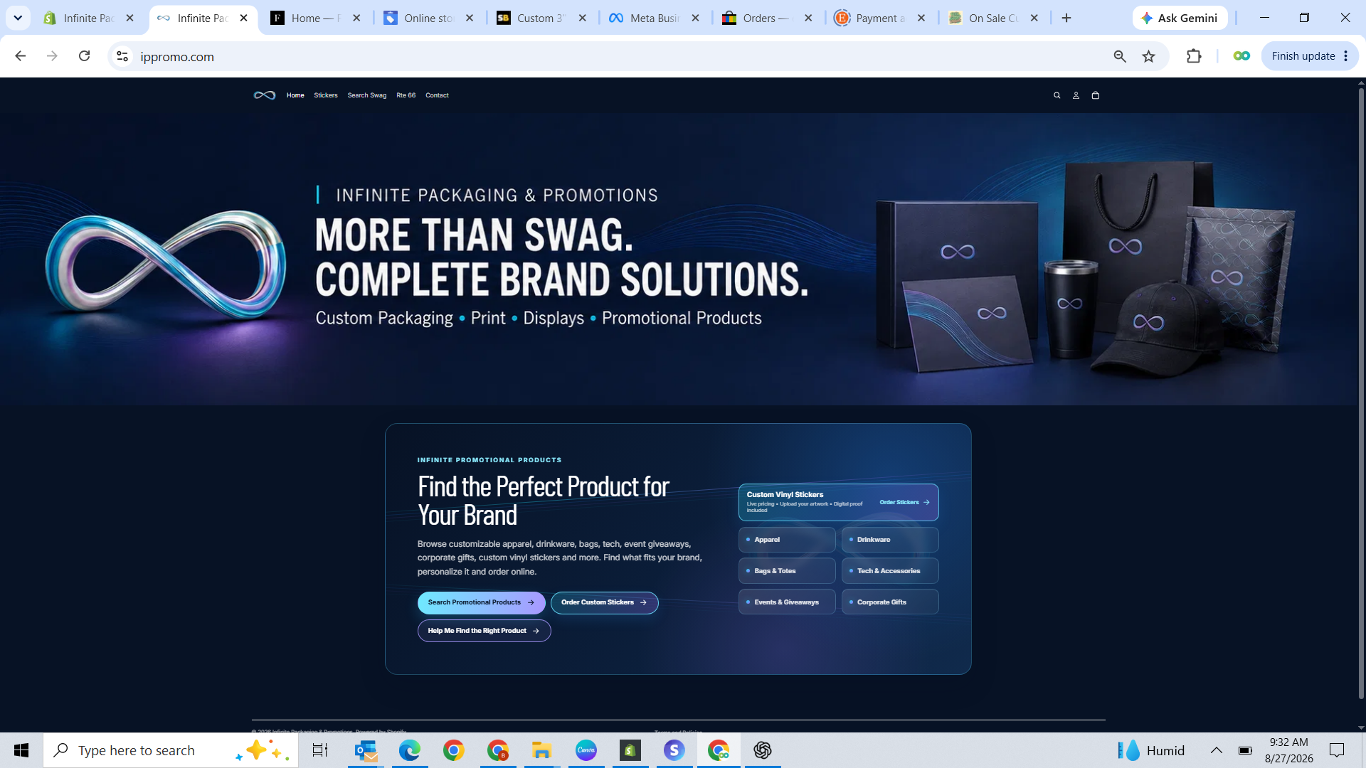 Infinite Packaging & Promotions website